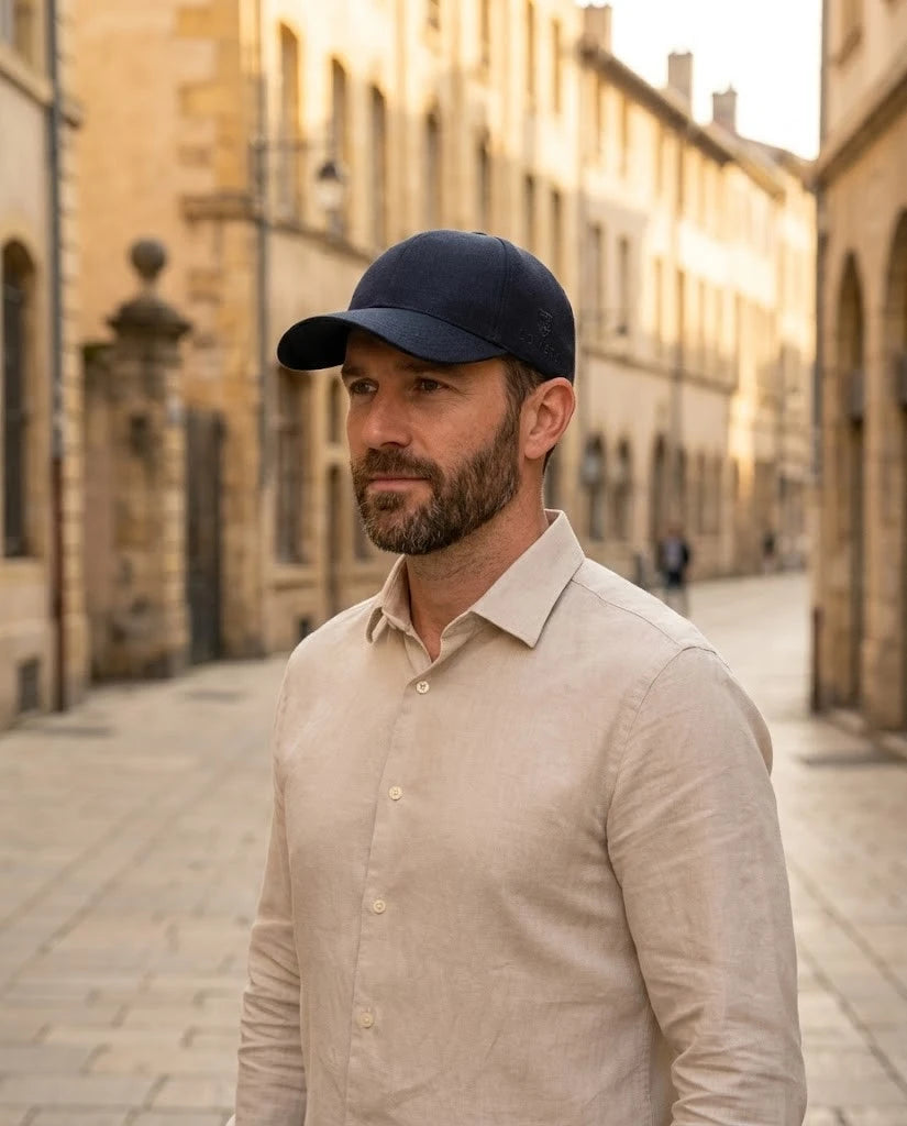 Casquette mantra en lin Marine - Édition limitée